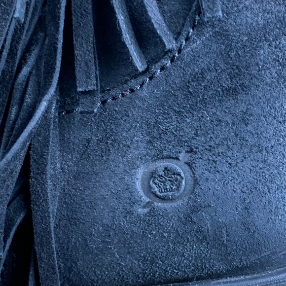 Born Kenia Black Suede Fringe Ankle Boots Boho Western Style Women’s Size 7M - Picture 8 of 12